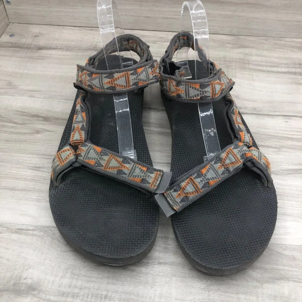 Teva Sandals Mens 13 Original Gray Nylon Webbing Hook and Loop Outdoor Shoes